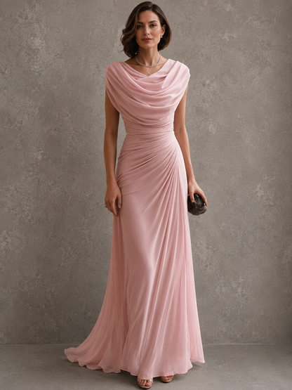 Jilliann | Abito lungo drappeggiato con scollo ad acqua per donna