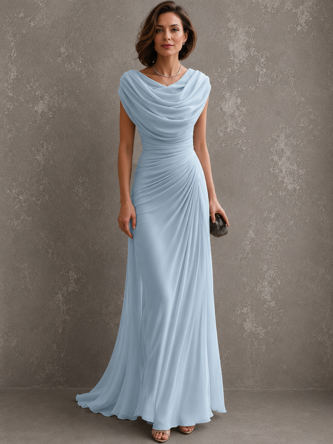 Jilliann | Abito lungo drappeggiato con scollo ad acqua per donna