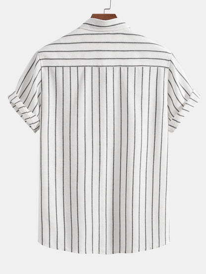 Attilio | Completo camicia a righe e pantaloni a maniche corte da uomo
