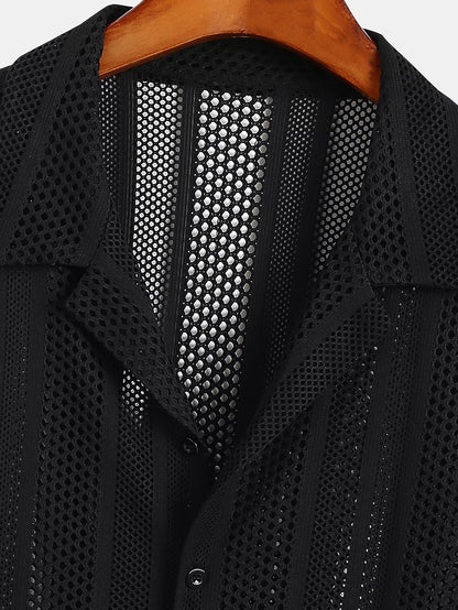 Armando | Completo camicia a rete e pantaloni con coulisse da uomo