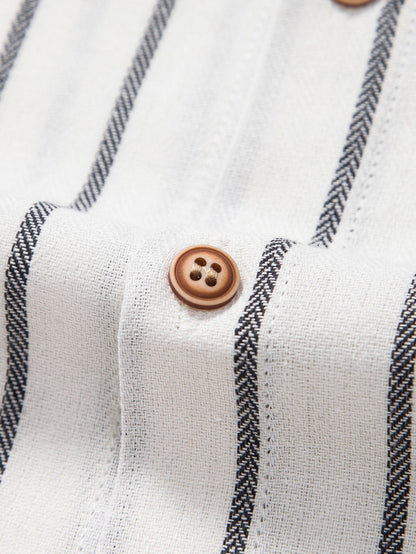 Attilio | Completo camicia a righe e pantaloni a maniche corte da uomo