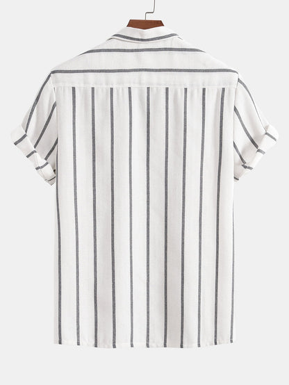 Aurelio | Completo camicia a righe e pantaloni a maniche corte da uomo