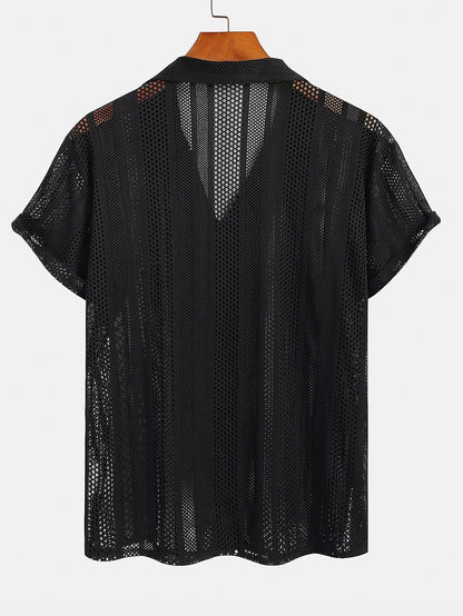 Armando | Completo camicia a rete e pantaloni con coulisse da uomo