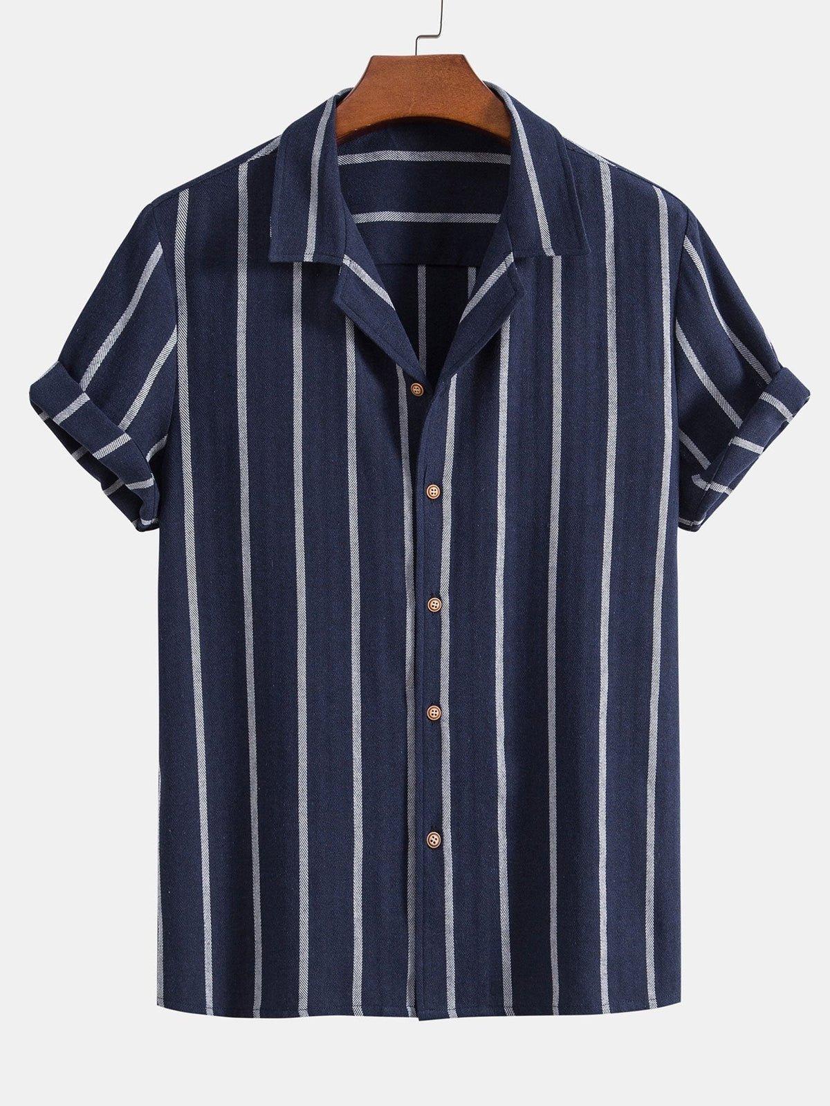 Aurelio | Completo camicia a righe e pantaloni a maniche corte da uomo