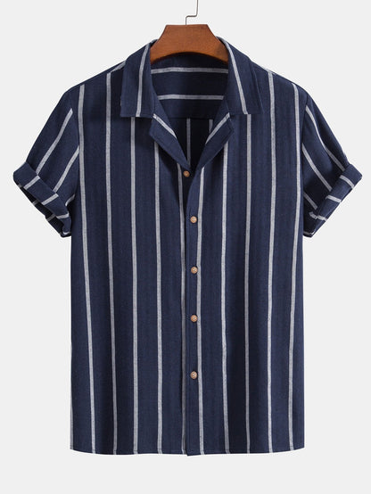 Aurelio | Completo camicia a righe e pantaloni a maniche corte da uomo