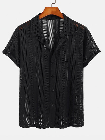 Armando | Completo camicia a rete e pantaloni con coulisse da uomo