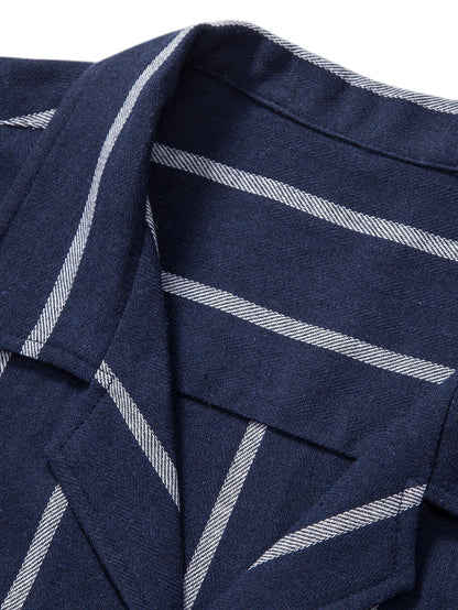 Aurelio | Completo camicia a righe e pantaloni a maniche corte da uomo