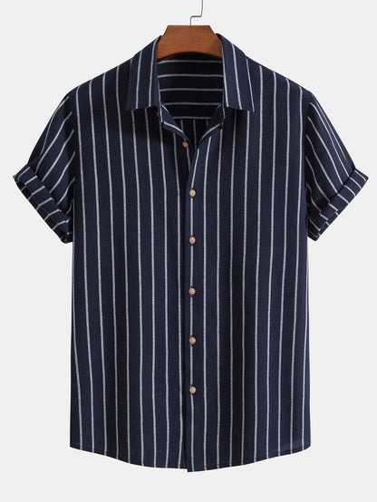 Attilio | Completo camicia a righe e pantaloni a maniche corte da uomo