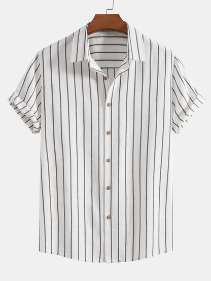 Attilio | Completo camicia a righe e pantaloni a maniche corte da uomo