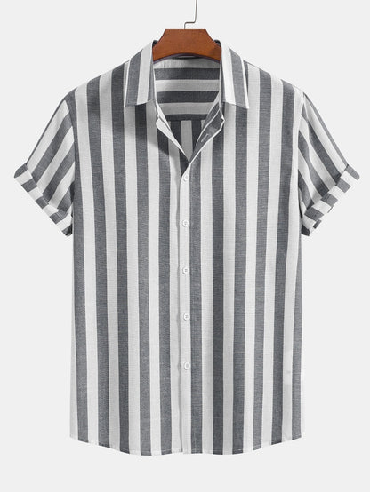 Domenico | Completo camicia a righe e pantaloni con coulisse da uomo