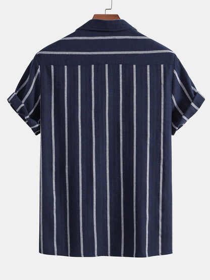 Aurelio | Completo camicia a righe e pantaloni a maniche corte da uomo