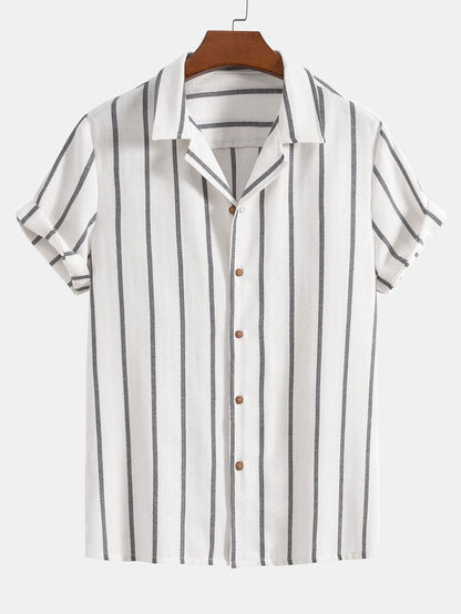 Aurelio | Completo camicia a righe e pantaloni a maniche corte da uomo
