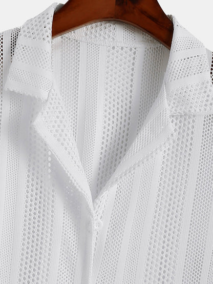 Armando | Completo camicia a rete e pantaloni con coulisse da uomo