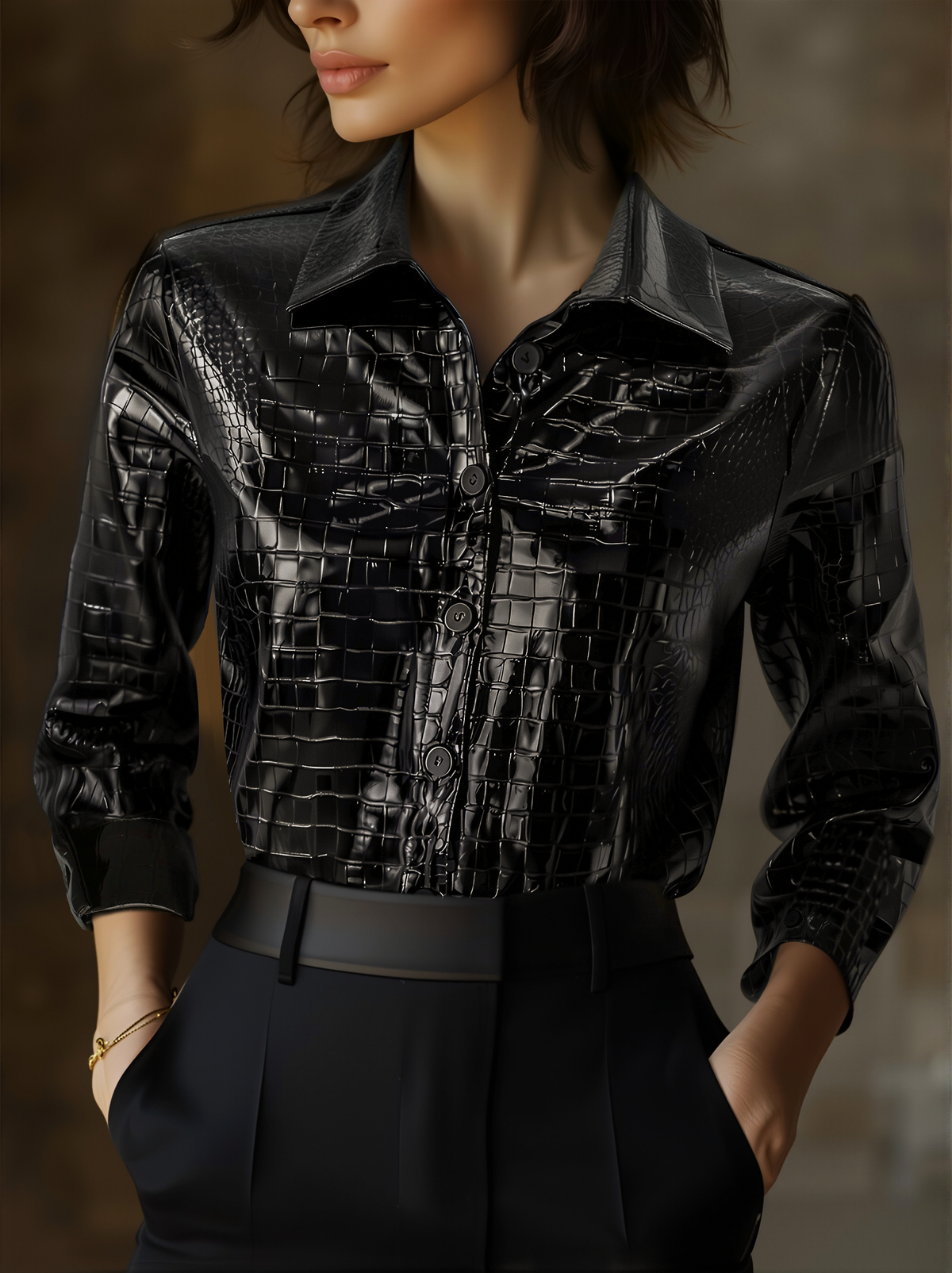 Sorenti | Camicia Lucida Effetto Coccodrillo da Donna