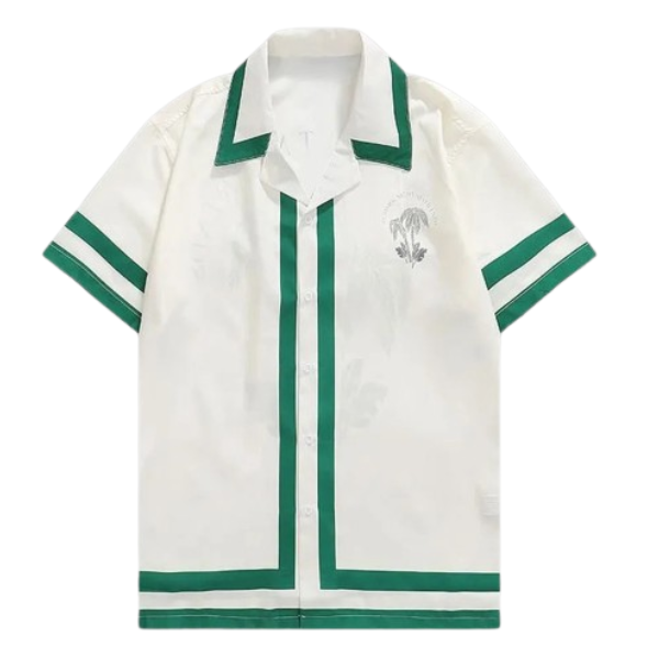 Achille | Camicia a maniche corte con bordi a contrasto e colletto aperto da uomo
