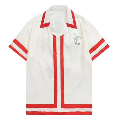 Achille | Camicia a maniche corte con bordi a contrasto e colletto aperto da uomo
