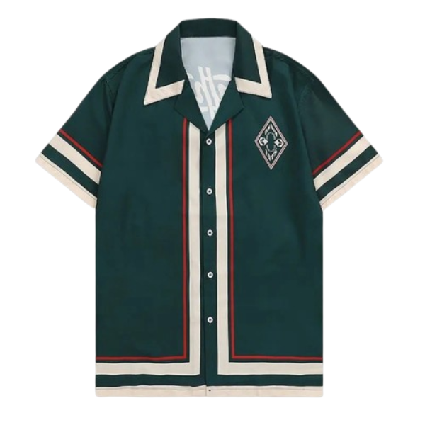 Achille | Camicia a maniche corte con bordi a contrasto e colletto aperto da uomo