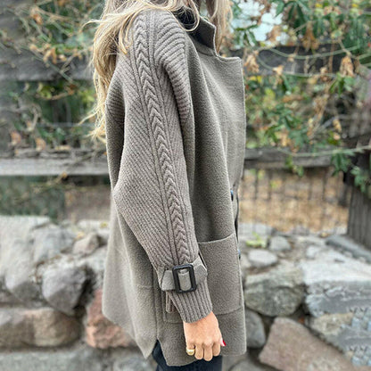 Isola | Cappotto doppiopetto con maniche in maglia per donna