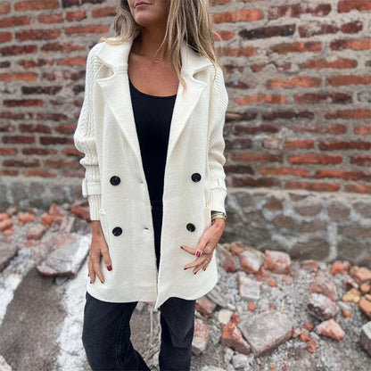 Isola | Cappotto doppiopetto con maniche in maglia per donna