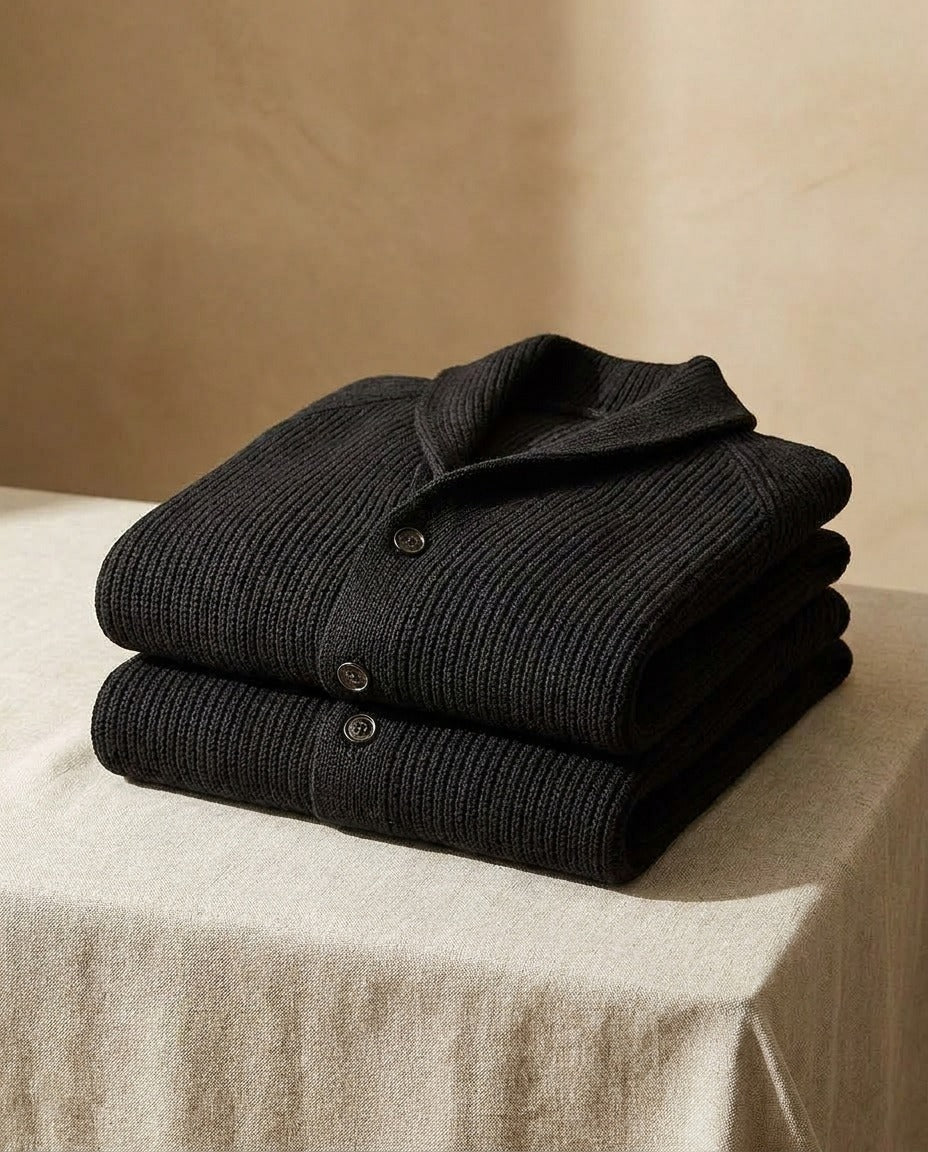 Ettorio | Cardigan con collo a scialle e tasche applicate da uomo