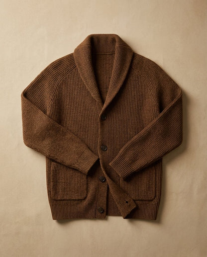 Ettorio | Cardigan con collo a scialle e tasche applicate da uomo